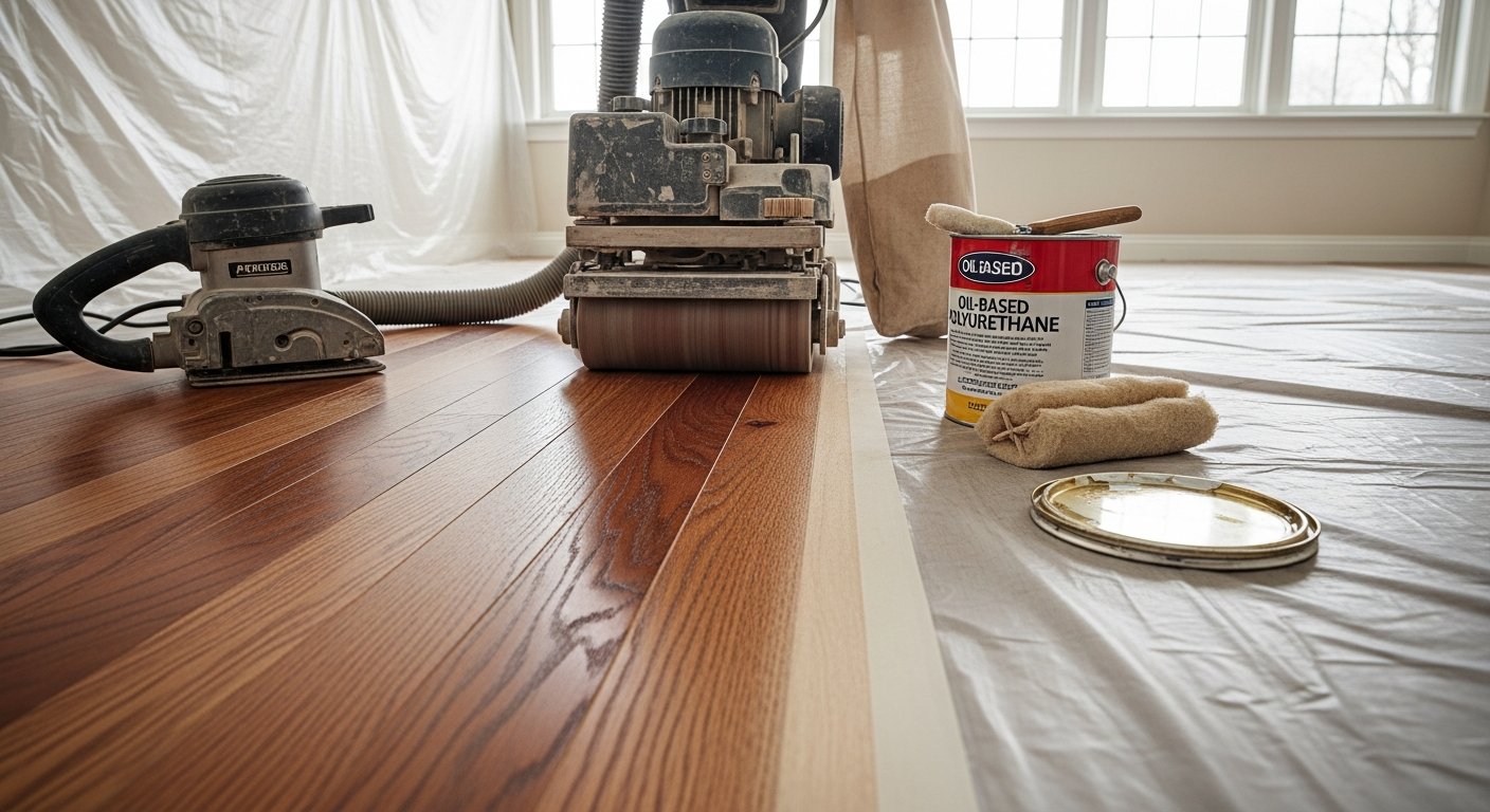Hardwood Floor Refinishing portfolio close-up from a Burlington renovation by RenoHouse