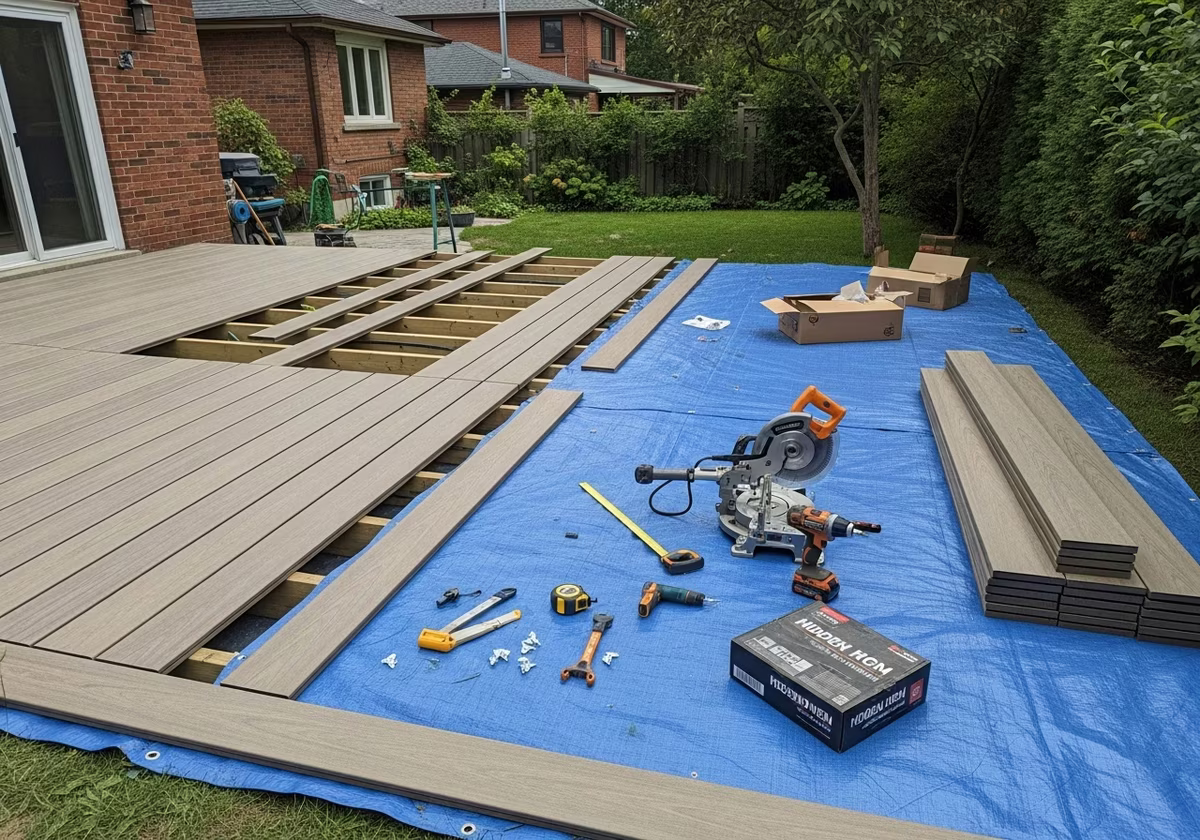 Composite Decking Installation Toronto tools and materials staged in Toronto home