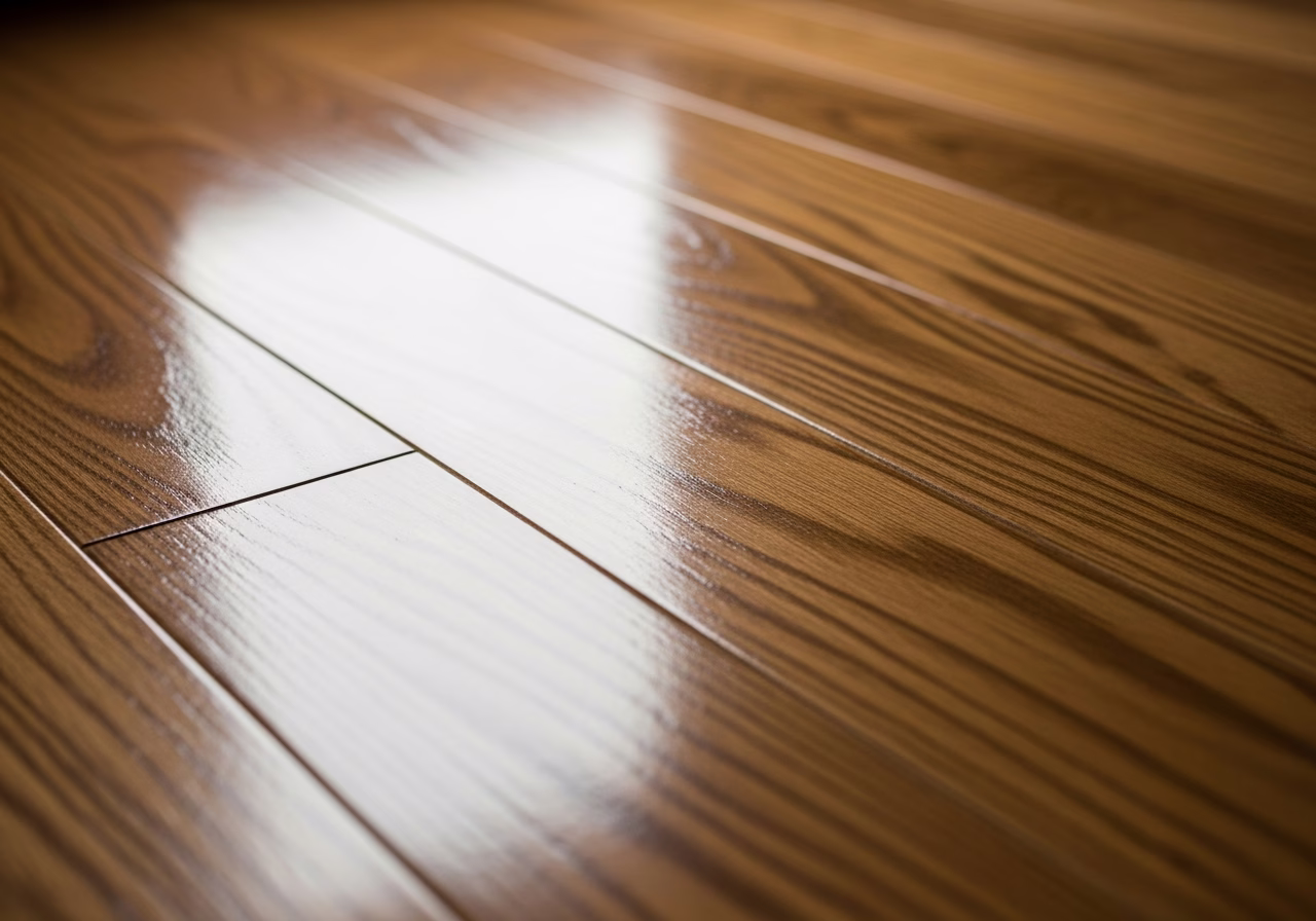 Close-up detail of professionally completed hardwood floor refinishing riverdale showing craftsmanship and finish quality