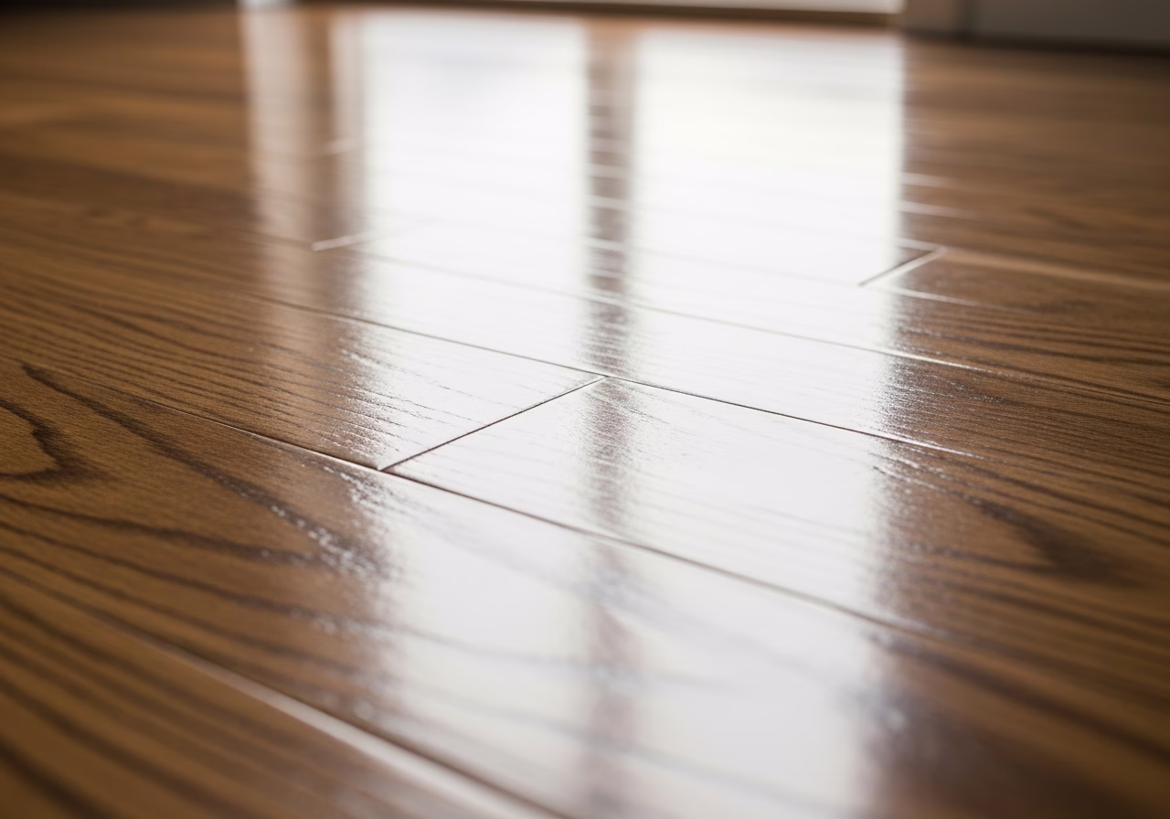 Close-up detail of professionally completed hardwood floor refinishing roncesvalles showing craftsmanship and finish quality