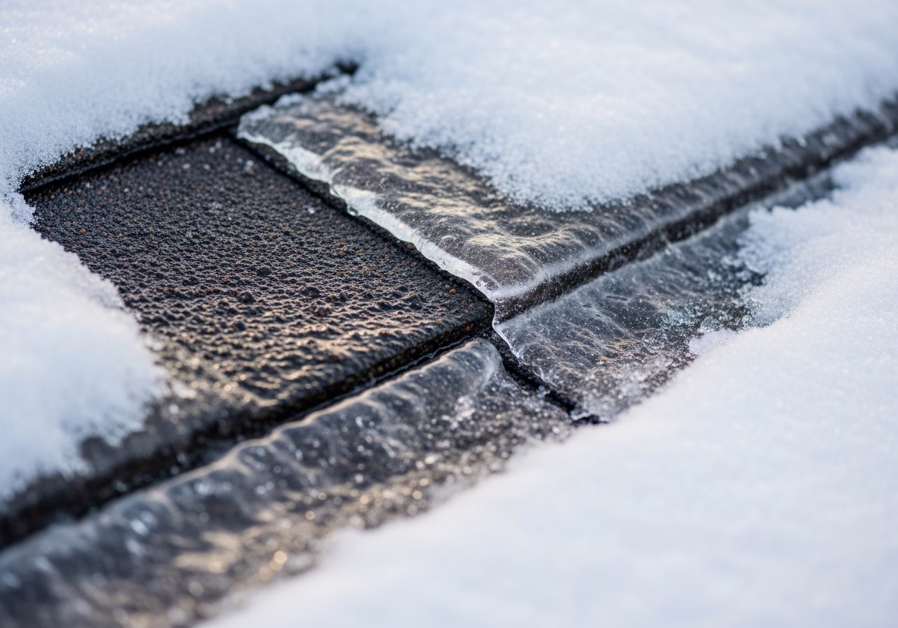 Close-up detail of professionally completed Ice Dam Removal
