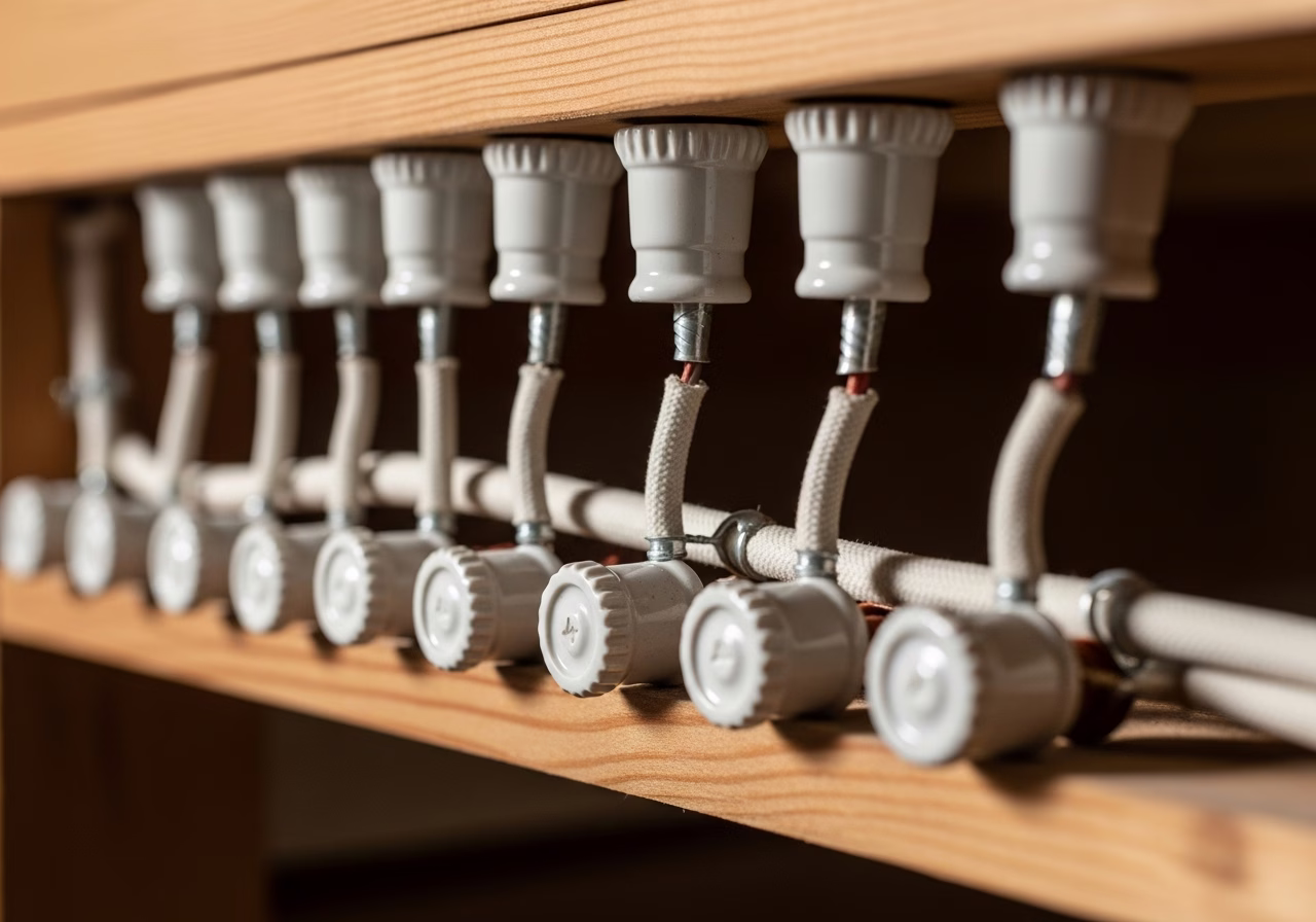 Close-up detail of professionally completed Knob & Tube Rewiring