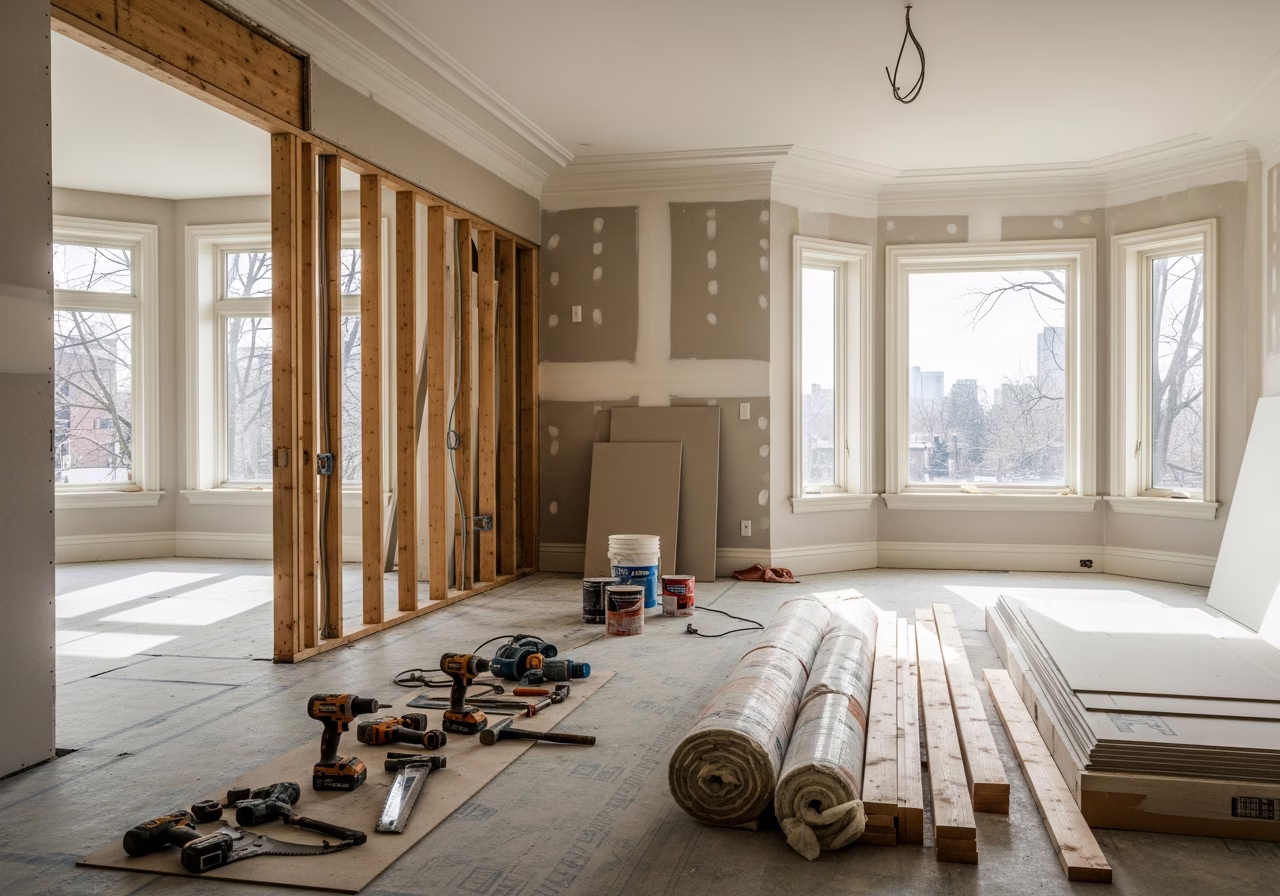 Rosedale Home Renovation tools and materials staged in Toronto home