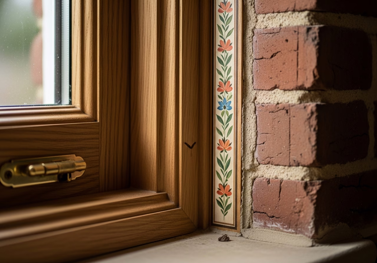 Close-up detail of finished heritage home renovation