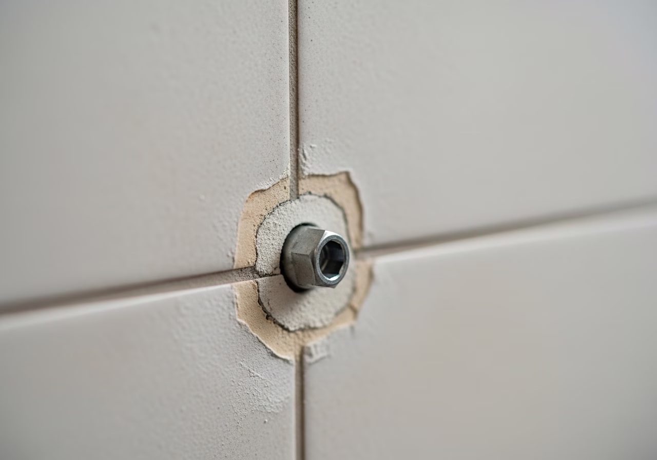 Close-up detail of professionally completed hidden water leak detection showing craftsmanship and finish quality