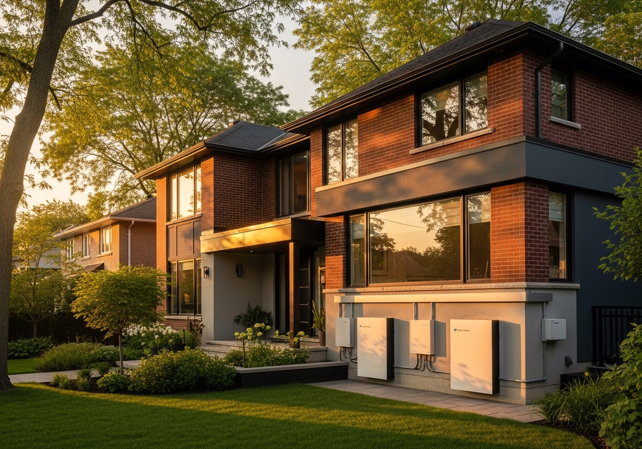 Finished home battery & powerwall result in a Toronto/GTA home, photographed in natural light