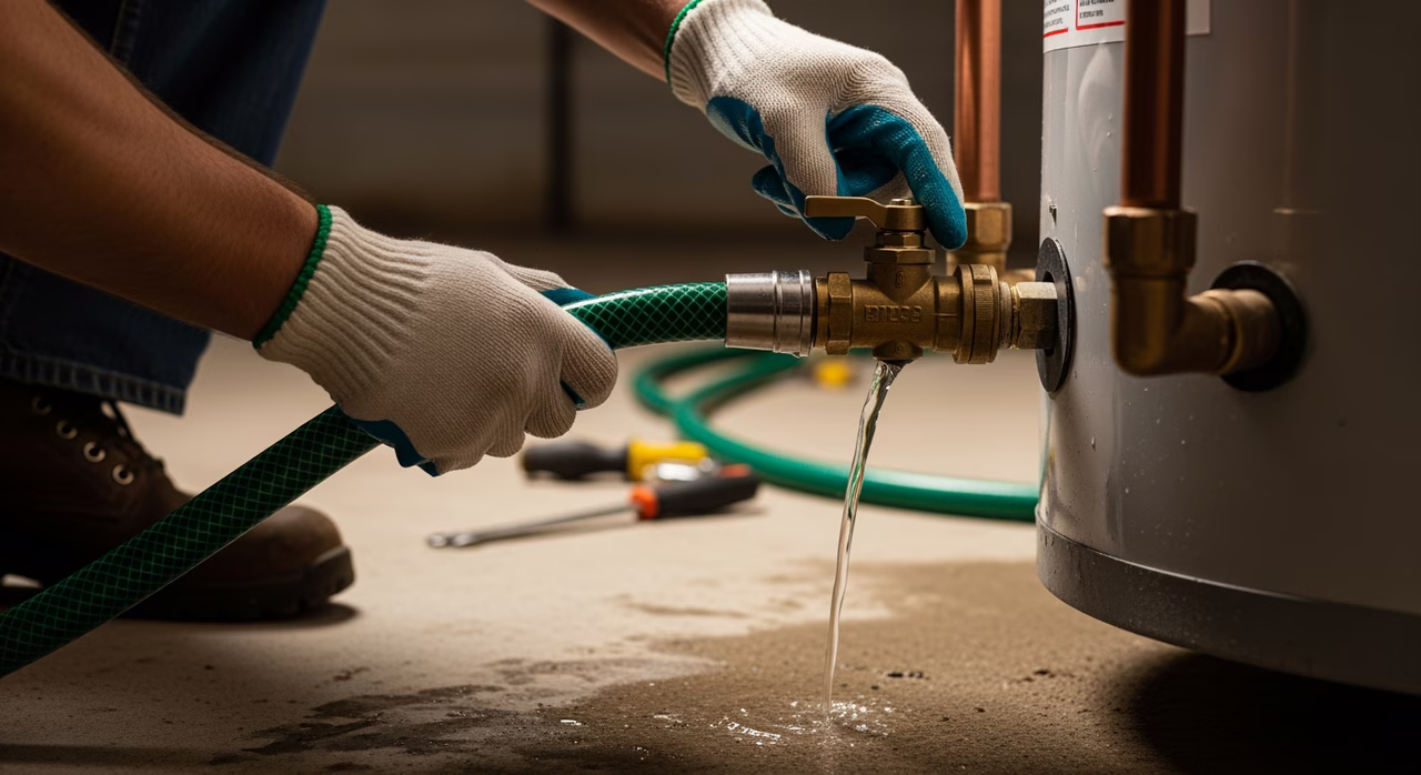 Licensed 306A plumber and TSSA G2 gas tech installing 50-gallon Bradford White tank in Toronto basement