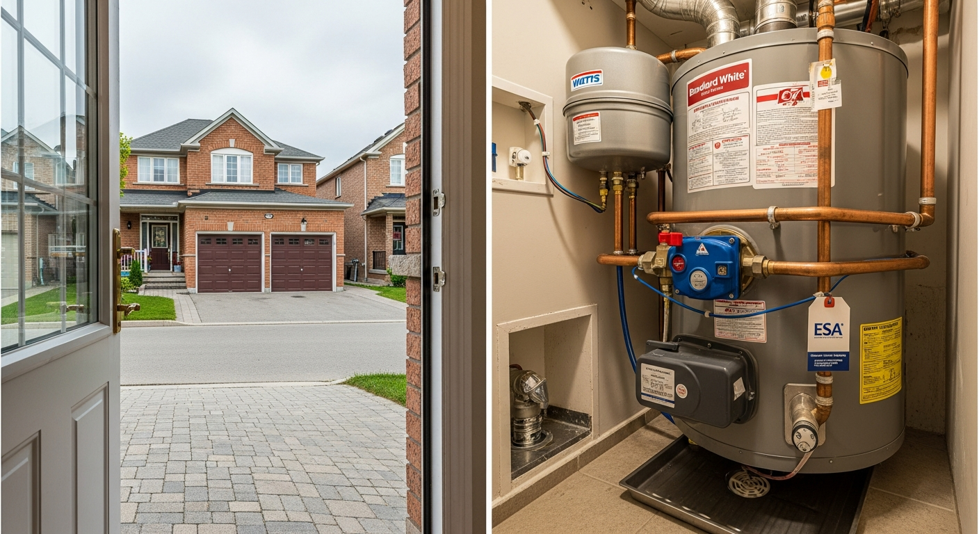 On-site hot water tank repair & replacement install detail at a Brampton property