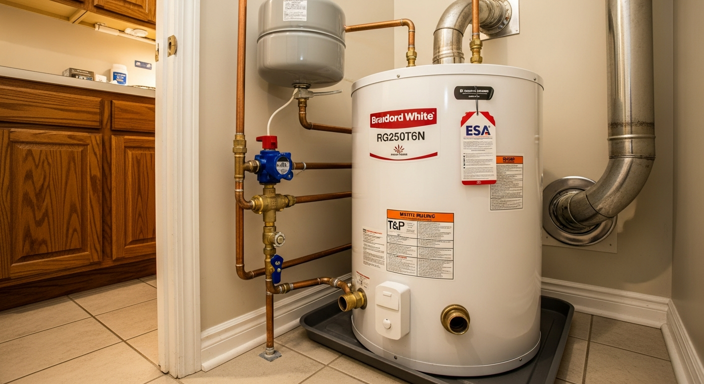 Final result of a hot water tank repair & replacement project at a Newmarket residence