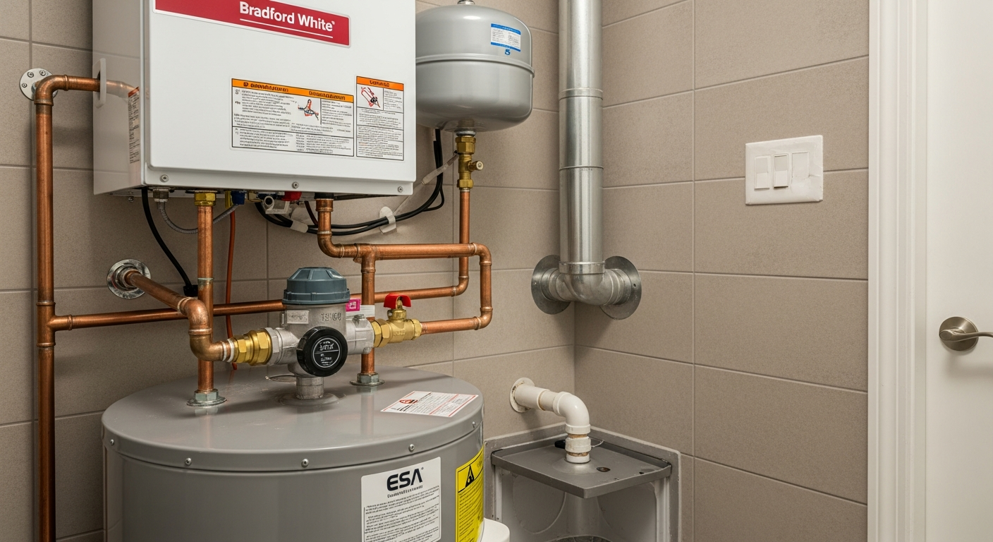 Final result of a hot water tank repair & replacement project at a Pickering residence