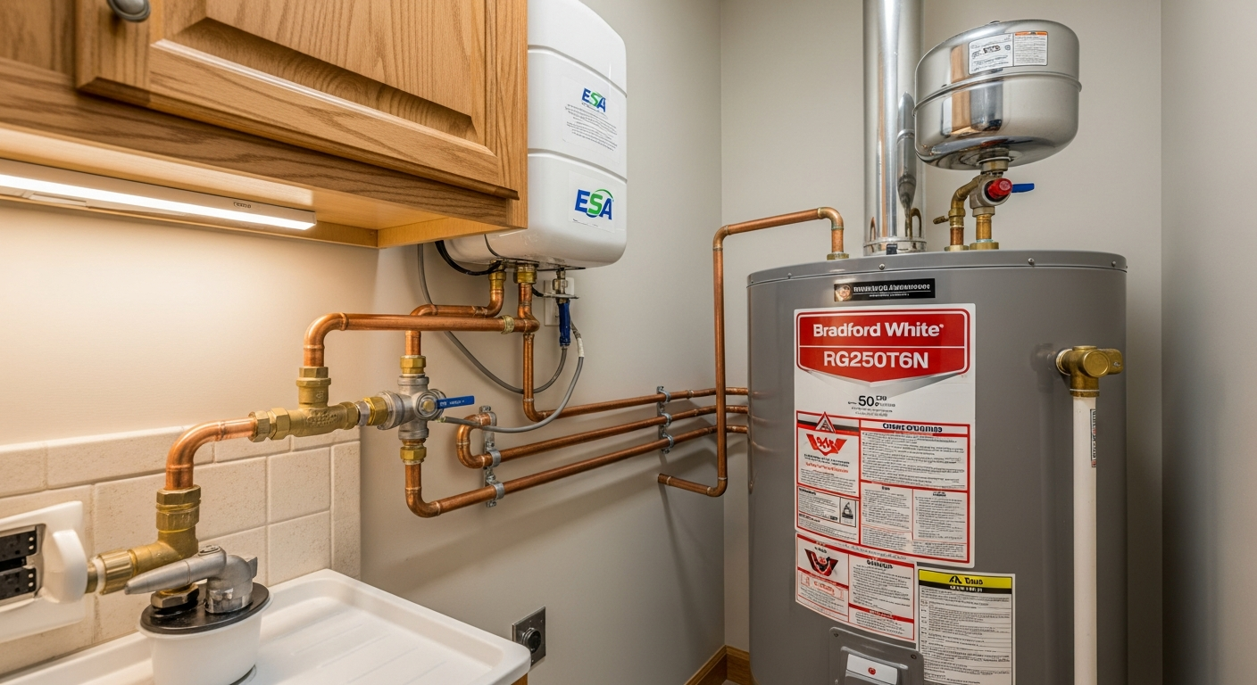 On-site hot water tank repair & replacement install detail at a Richmond Hill property