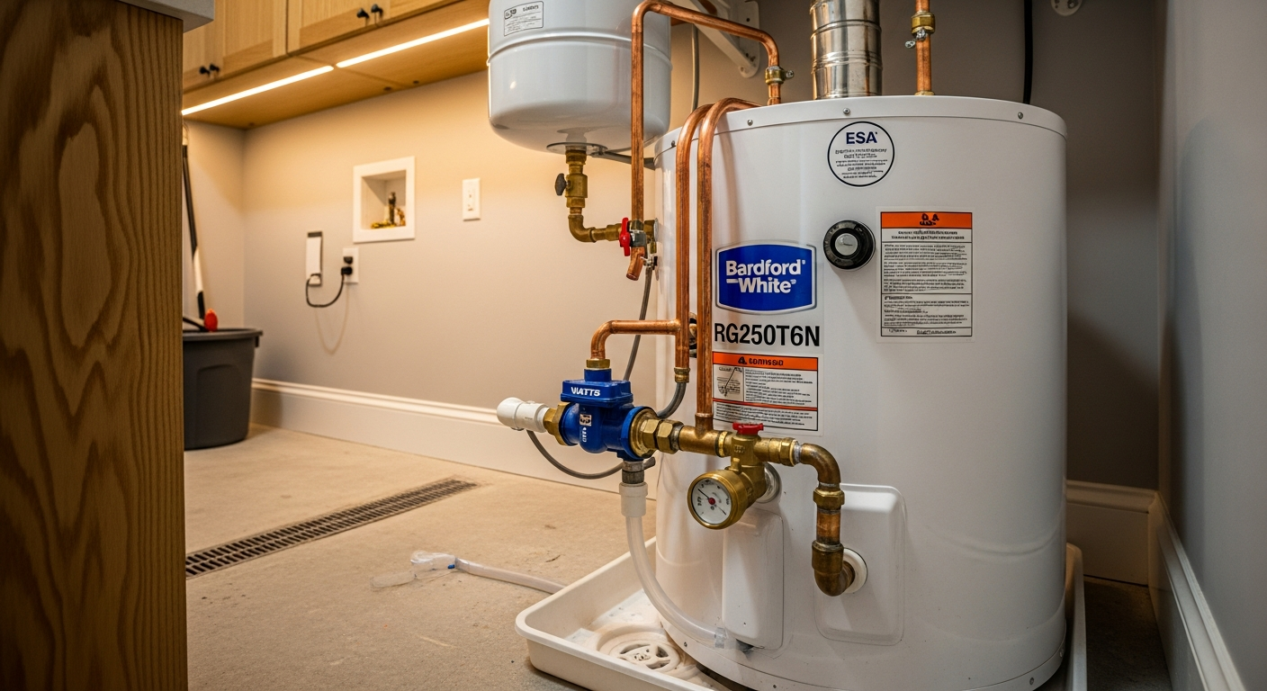 Close-up of professional hot water tank repair & replacement work delivered in Scarborough