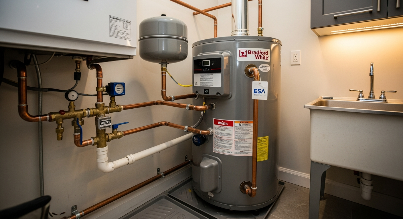 Final result of a hot water tank repair & replacement project at a Scugog residence