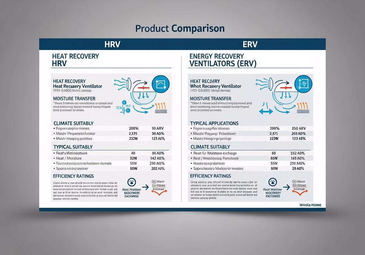 Side-by-side product and material comparison for hrv / erv whole-home ventilation โ typical brands and finishes used in Toron