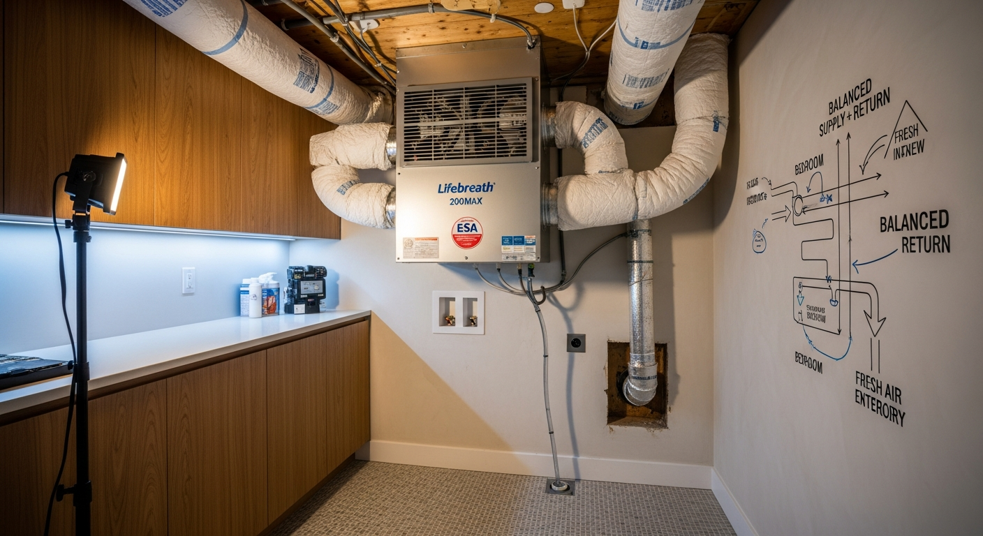 HRV / ERV ventilation system installation in a Toronto basement