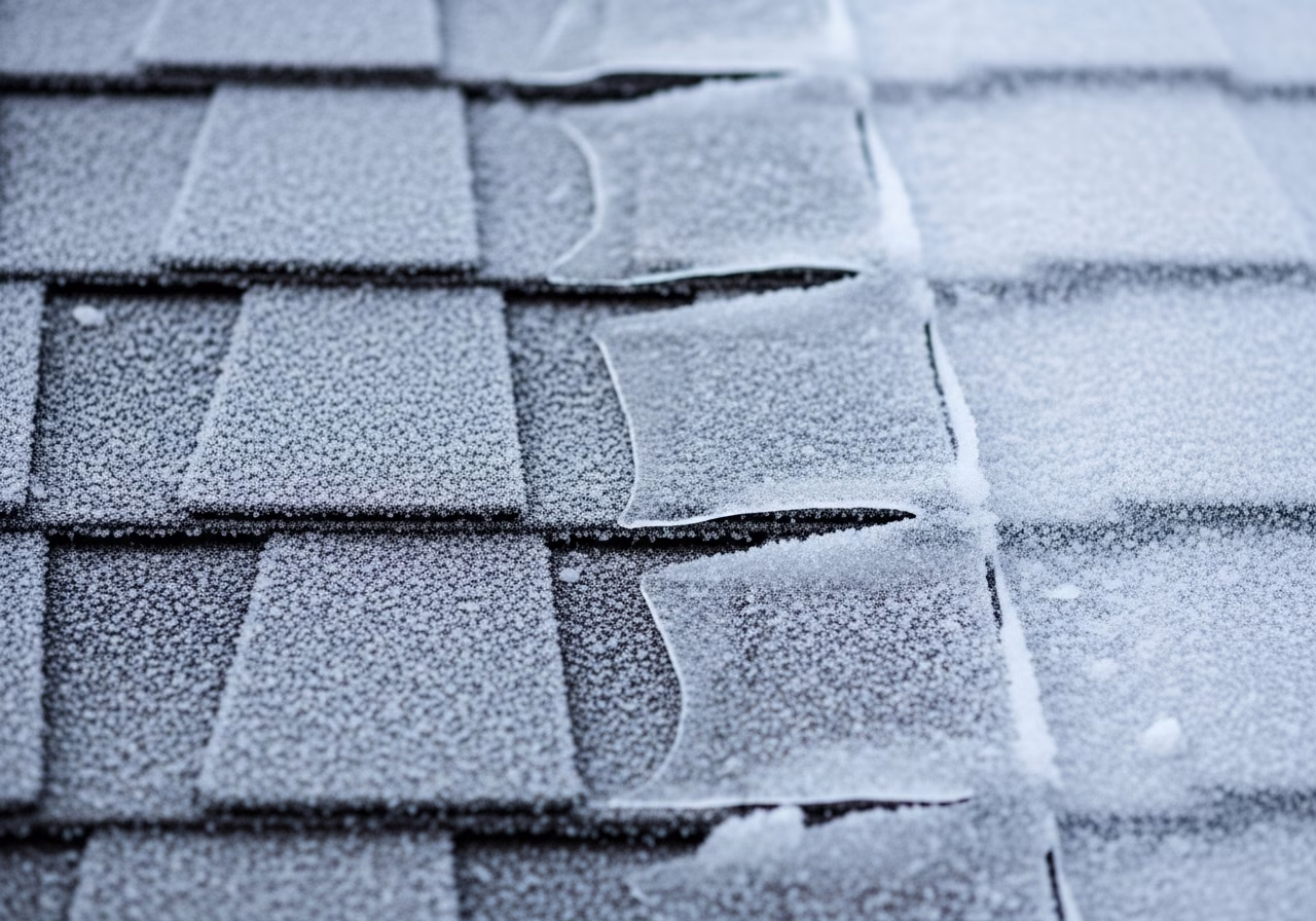 Close-up detail of professionally completed ice dam removal showing craftsmanship and finish quality