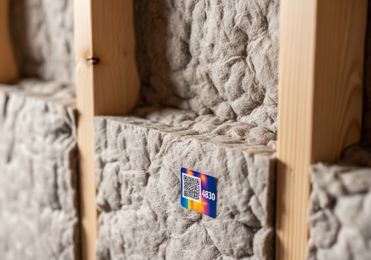 Close-up detail of professionally completed insulation audit (thermal) showing craftsmanship and finish quality