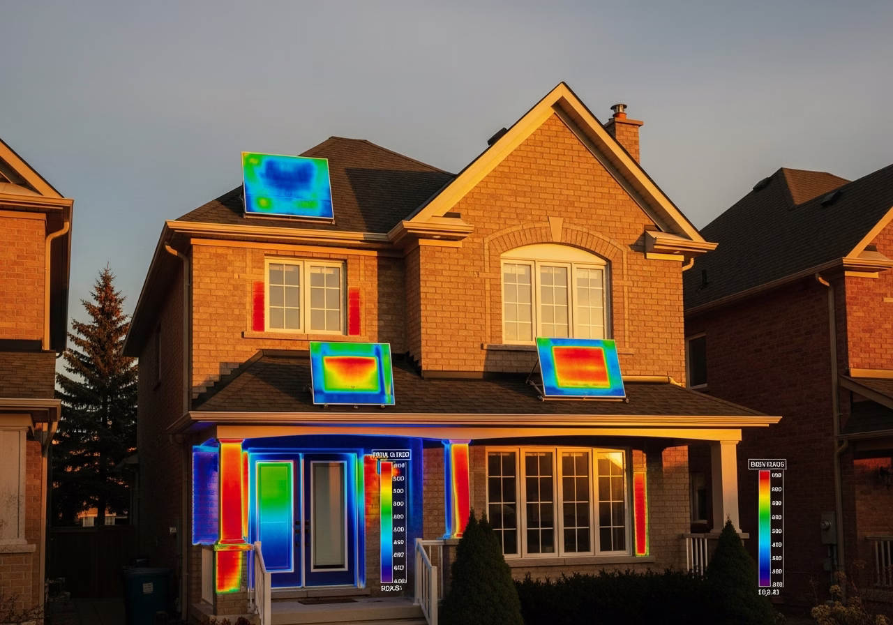 Finished insulation audit (thermal) result in a Toronto/GTA home, photographed in natural light