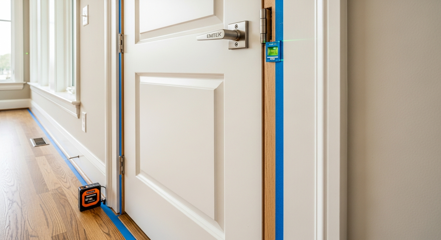Completed interior door installation work showcasing finishing details in Georgina
