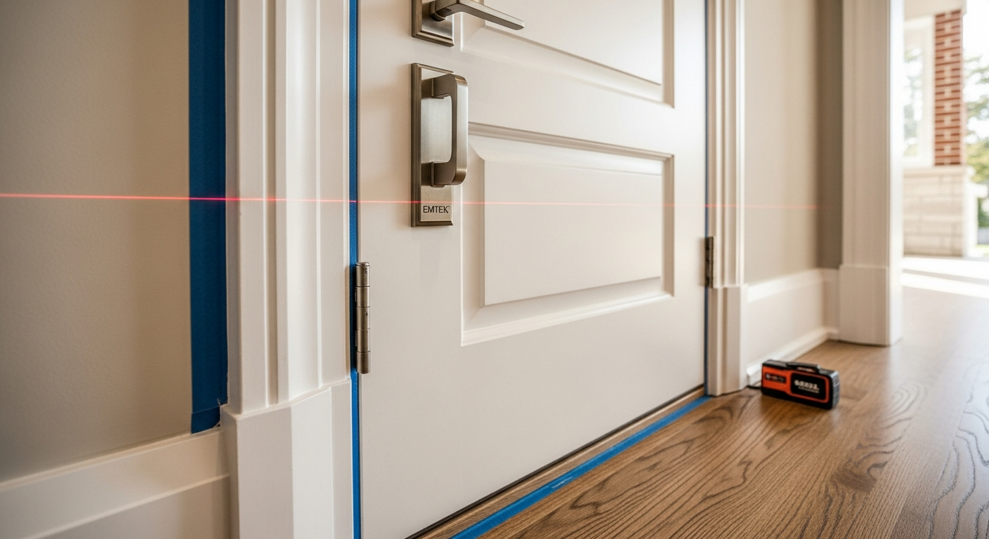 Close-up of professional interior door installation work delivered in North York