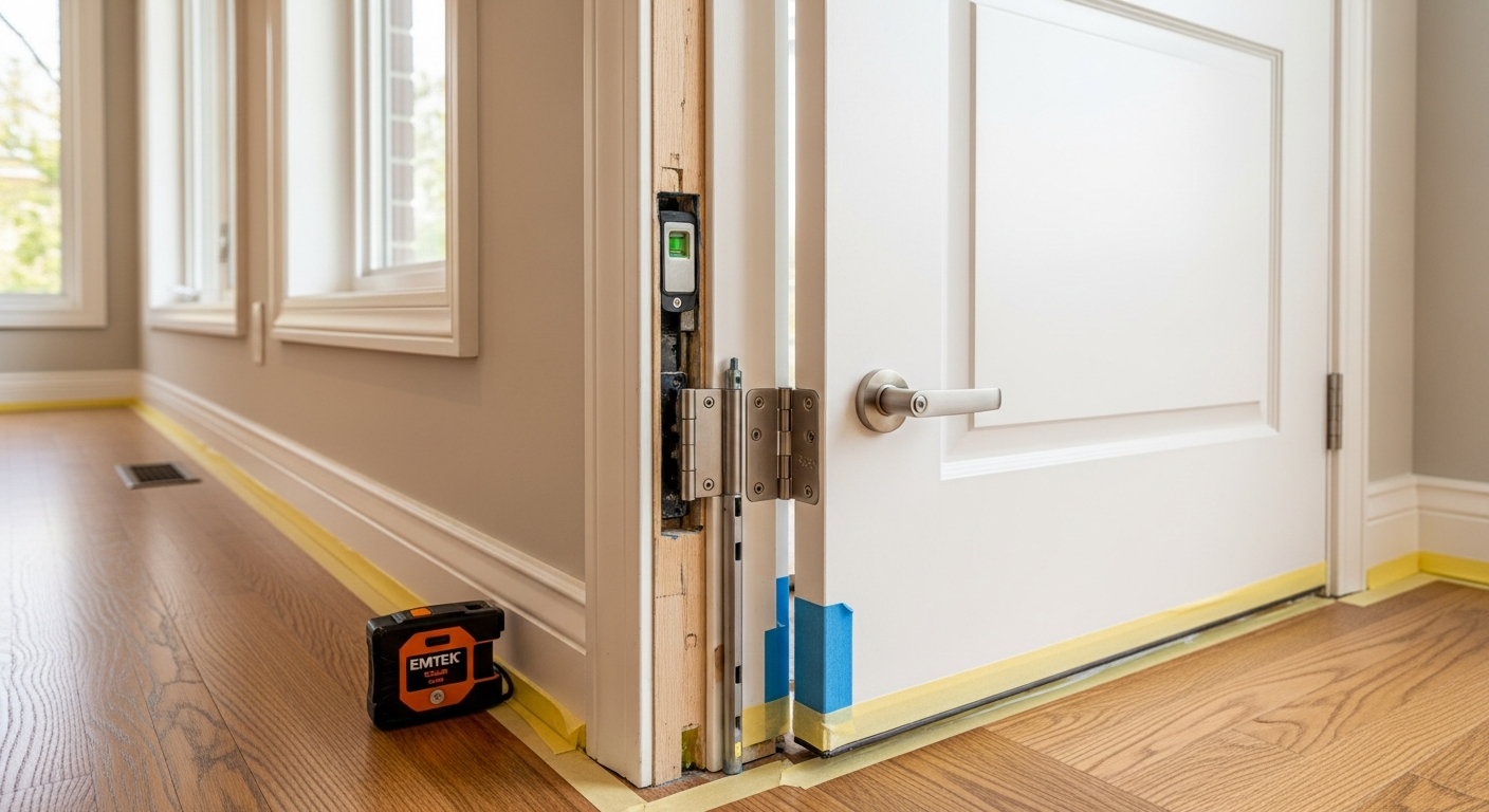 Detail view of a interior door installation job finished in Pickering — expert craftsmanship