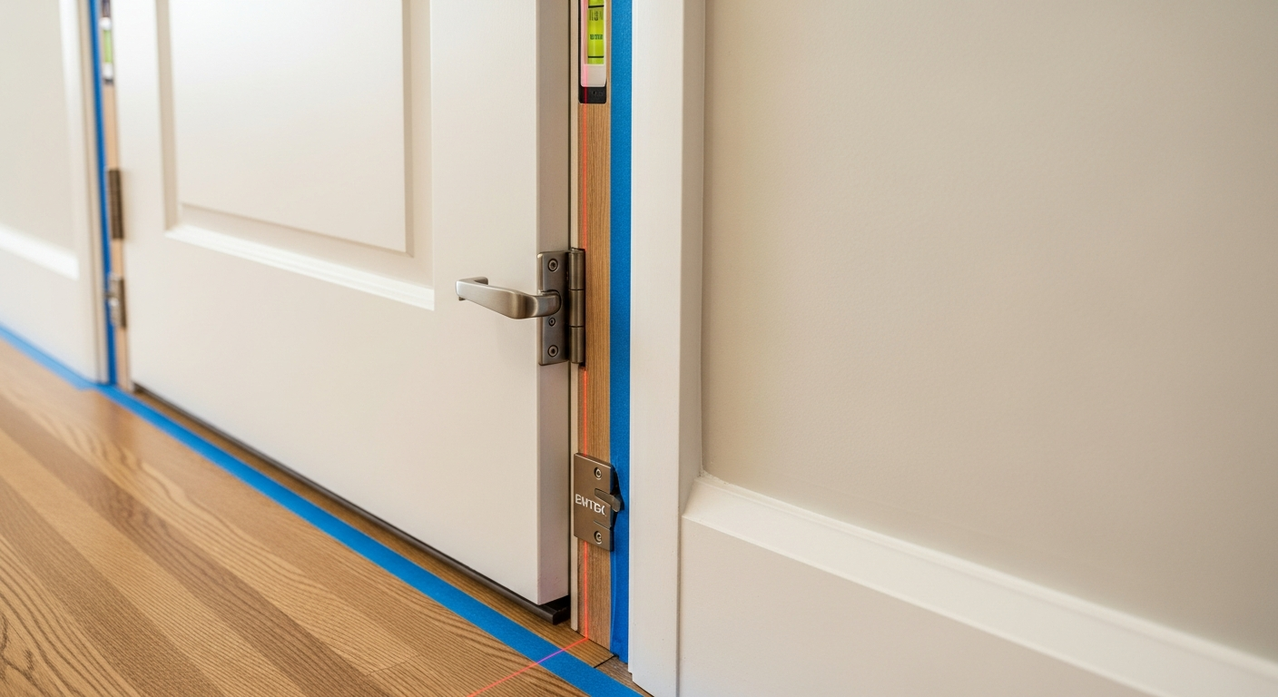 Completed interior door installation work showcasing finishing details in Scugog