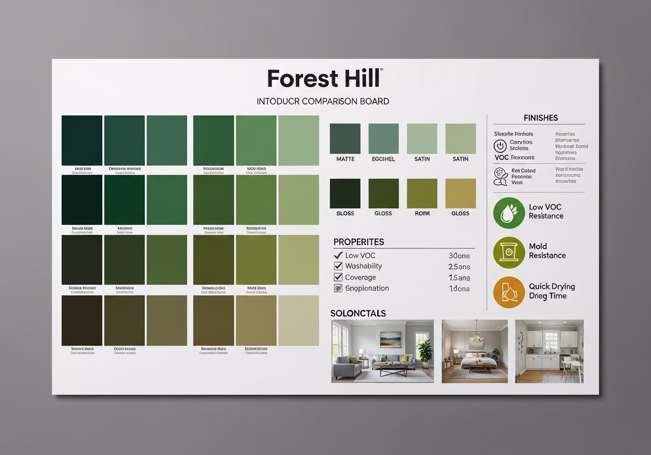 Side-by-side product and material comparison for interior painting forest hill β typical brands and finishes used in Toronto