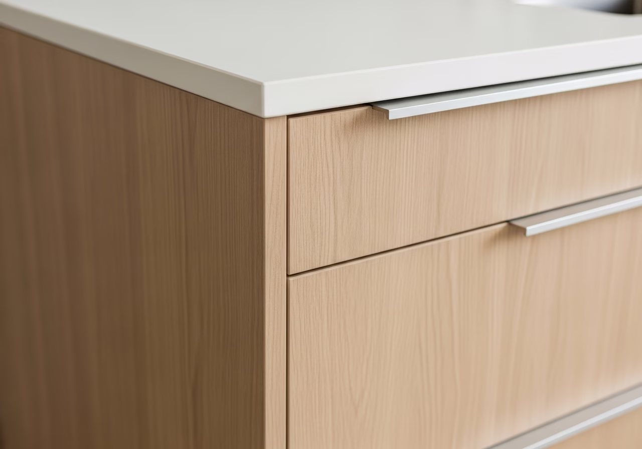 Finished detail close-up for kitchen cabinet installation in Toronto
