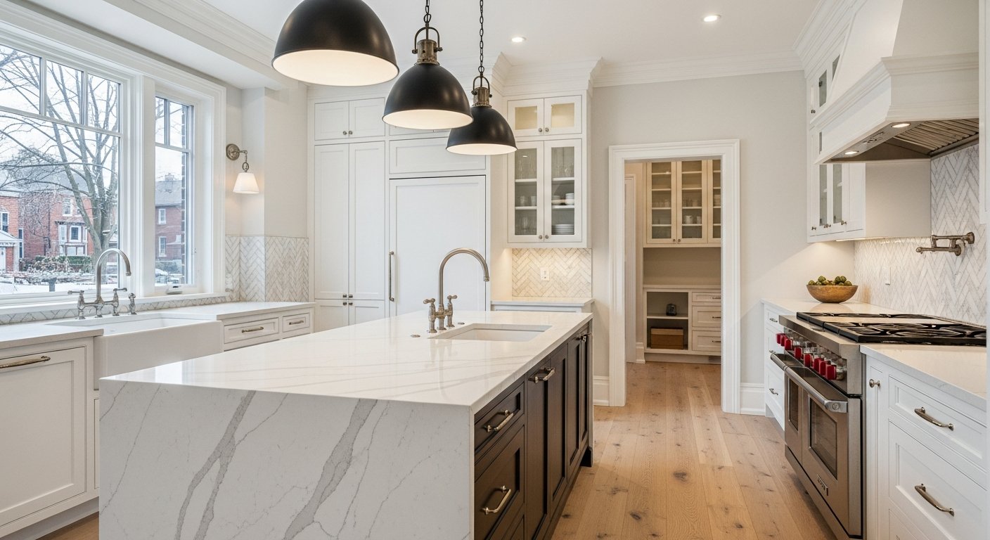 Completed kitchen renovation work showcasing finishing details in Georgetown
