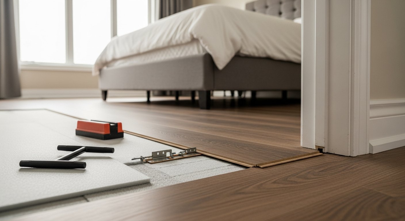 Laminate Flooring Installation portfolio close-up from a Whitby renovation by RenoHouse