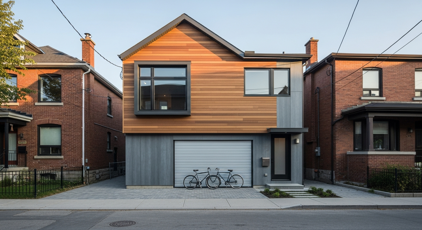 Modern laneway house construction in Toronto