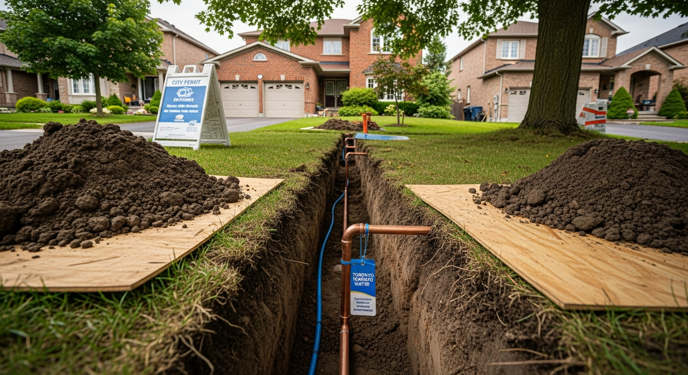 Completed lead service line replacement work showcasing finishing details in Clarington