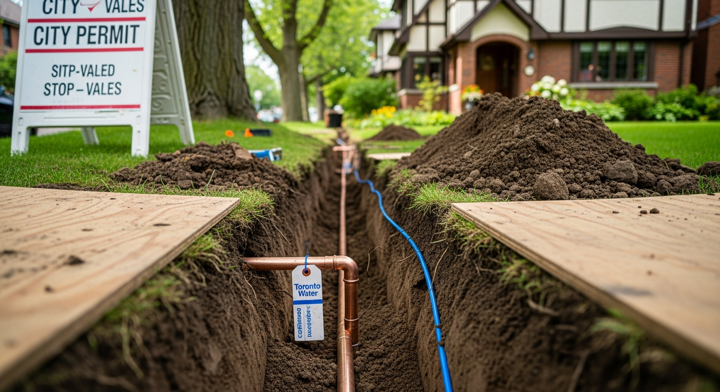 Close-up of professional lead service line replacement work delivered in Etobicoke