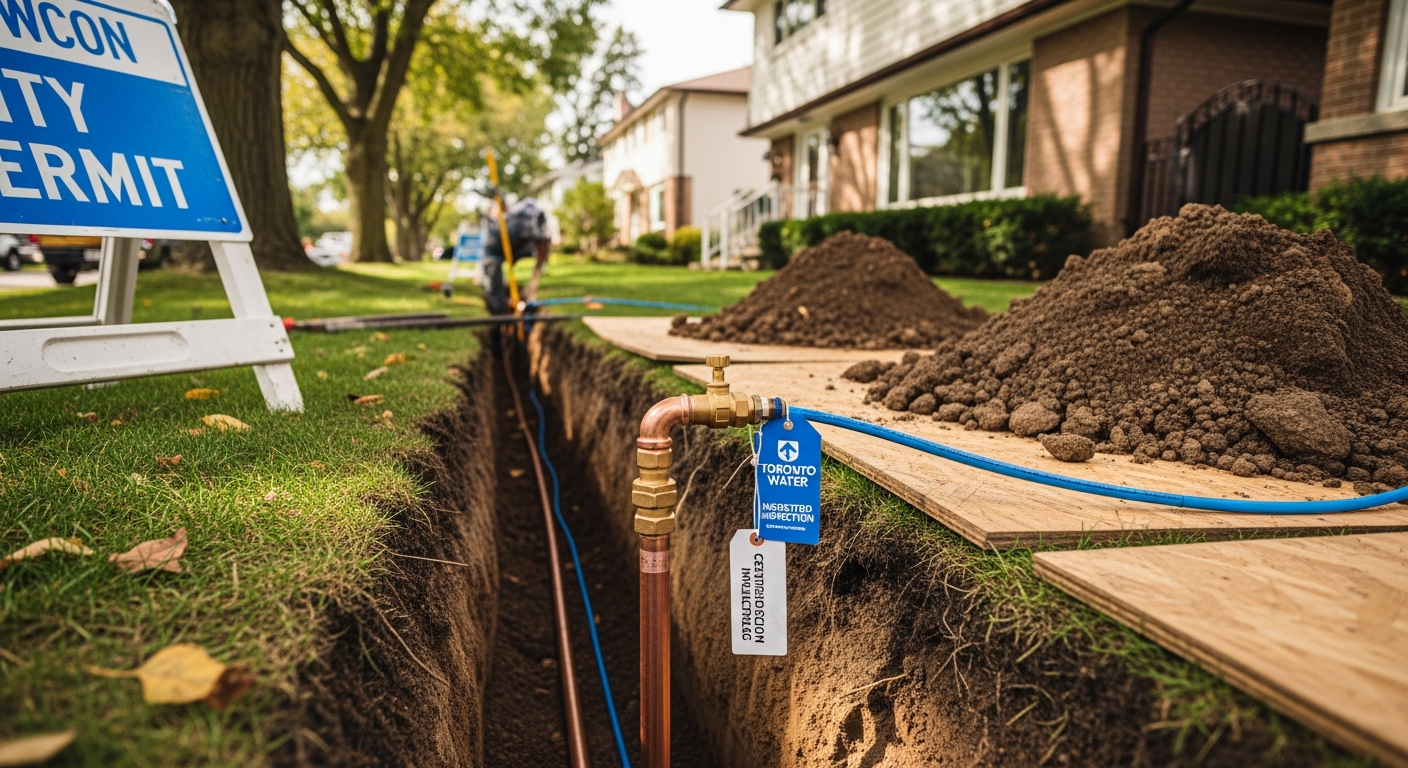 Detail view of a lead service line replacement job finished in Mississauga — expert craftsmanship