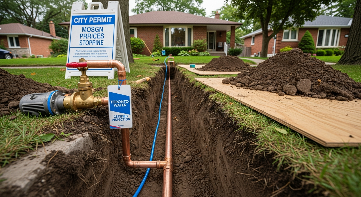 Completed lead service line replacement work showcasing finishing details in Oshawa
