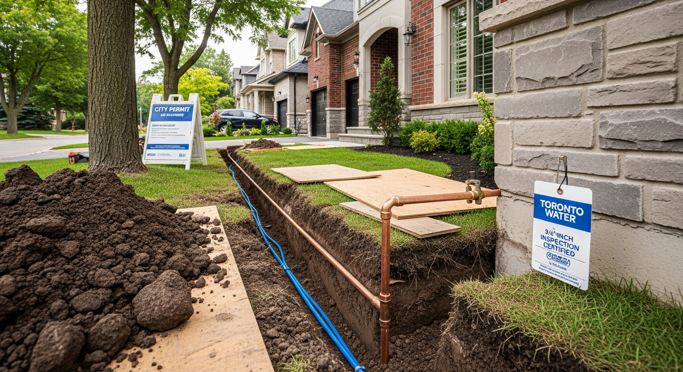 Detail view of a lead service line replacement job finished in Stouffville — expert craftsmanship