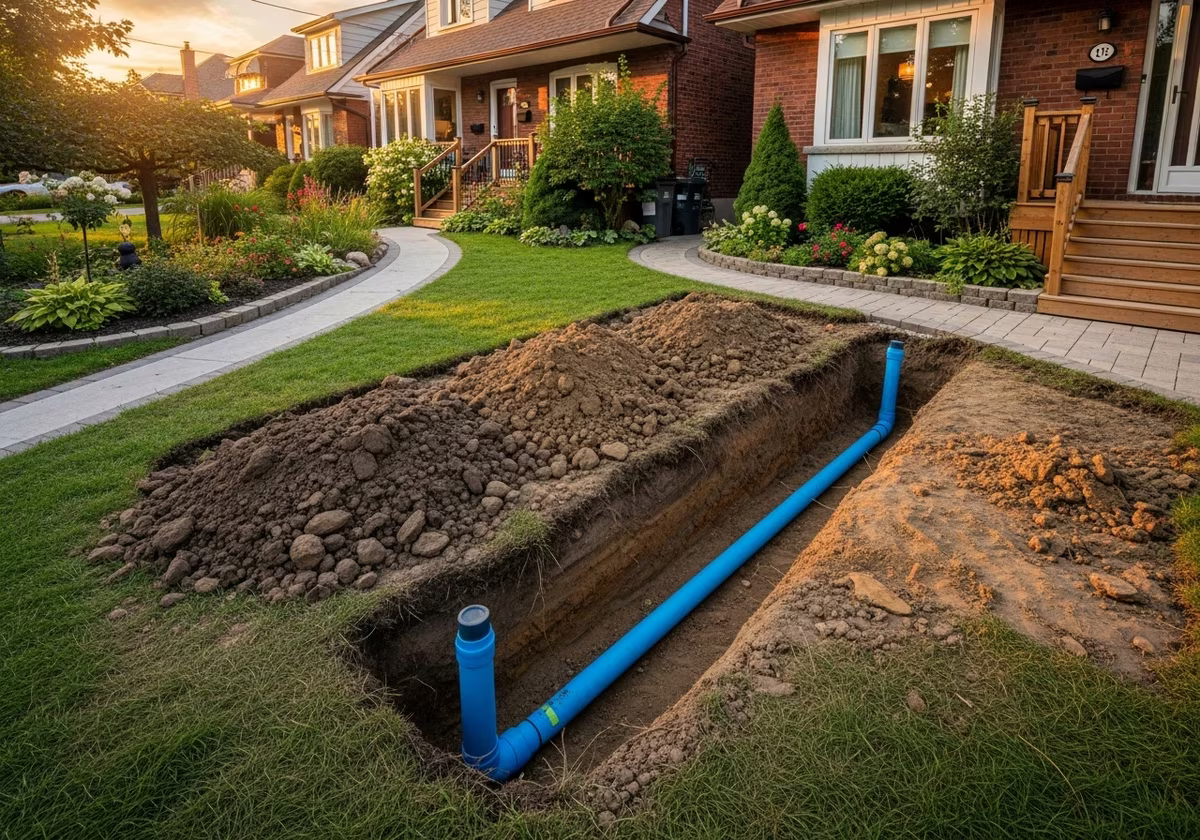Completed lead water service line replacement in Toronto front yard excavation home - finished result