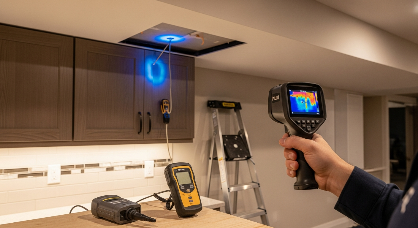 On-site leak detection install detail at a East Gwillimbury property
