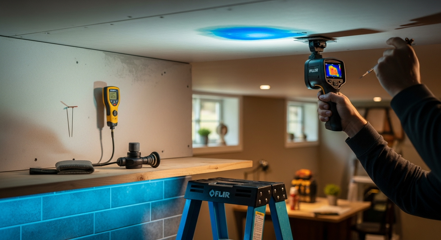 Editorial detail of a Uxbridge leak detection install — visible quality finish