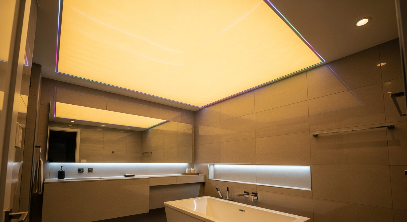 LED-Backlit Stretch Ceiling delivered by RenoHouse — Toronto GTA home services
