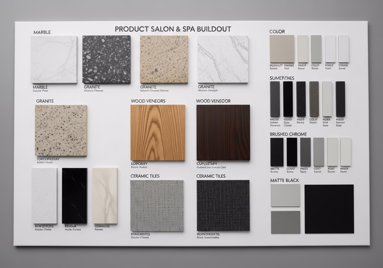 Salon & Spa Buildout brand and material comparison