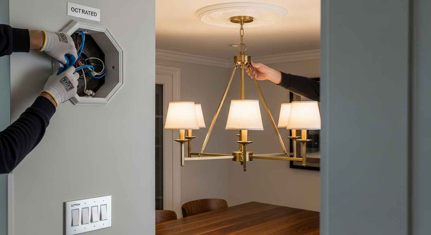 On-site light fixture installation install detail at a Brampton property
