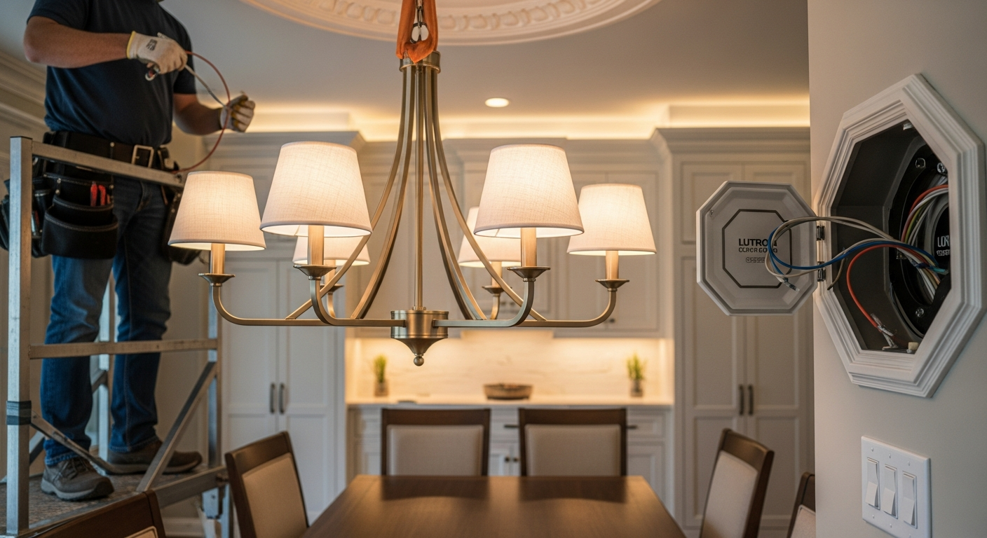 Final result of a light fixture installation project at a Caledon residence