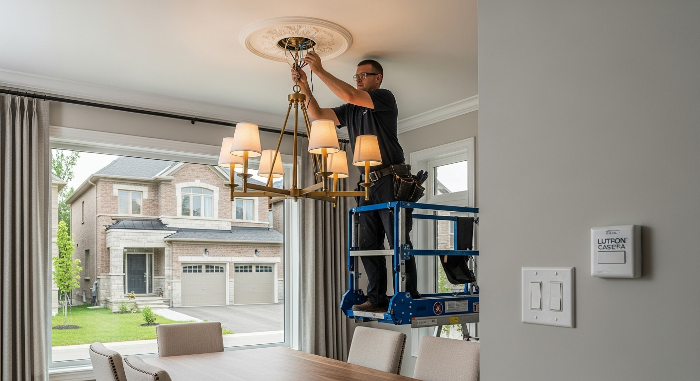 On-site light fixture installation install detail at a Milton property
