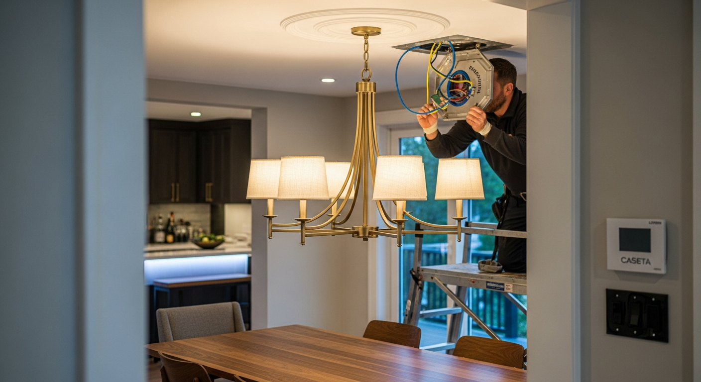 Close-up of professional light fixture installation work delivered in Oakville