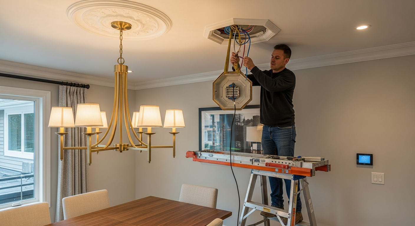 On-site light fixture installation install detail at a Richmond Hill property