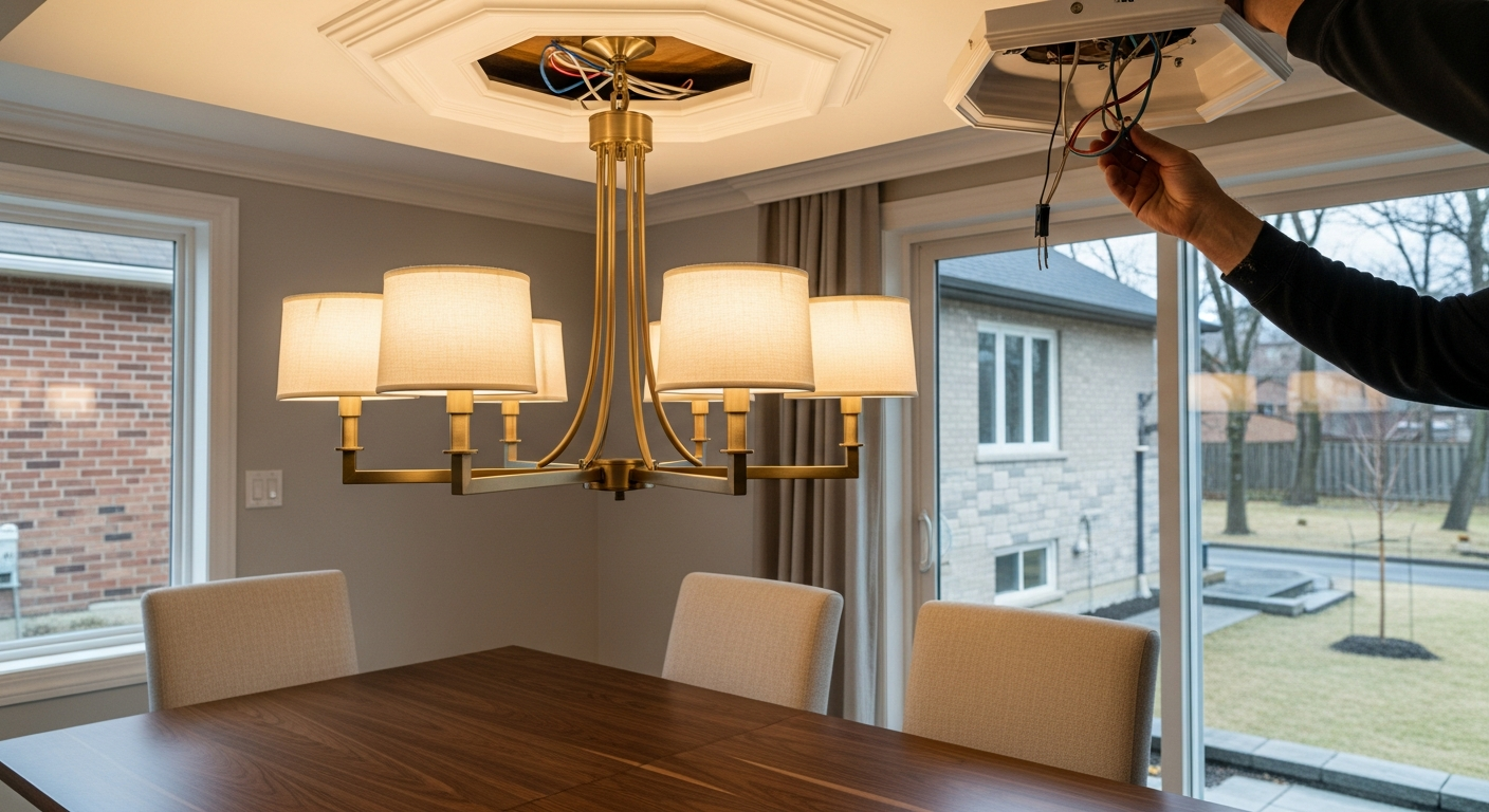 Completed light fixture installation work showcasing finishing details in Stouffville