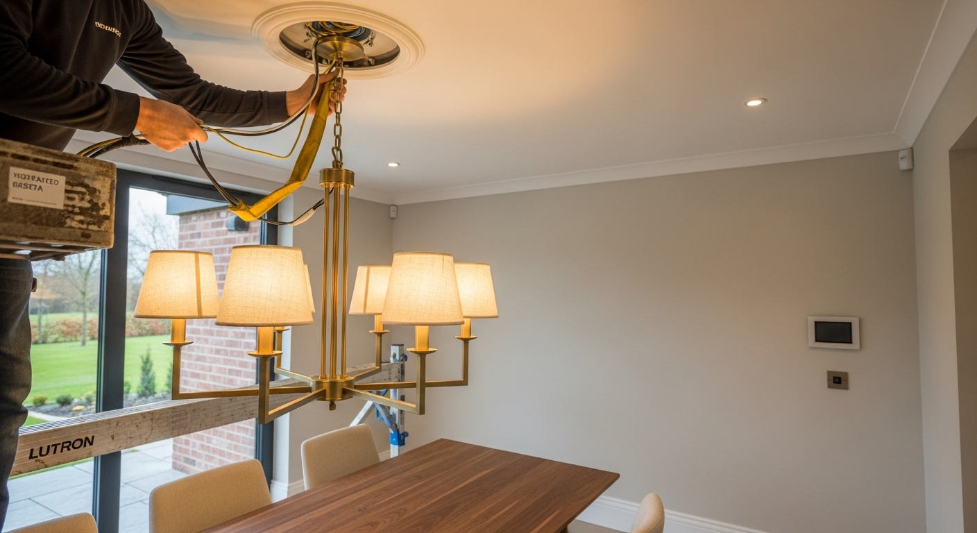 Uxbridge light fixture installation portfolio sample — finished by licensed RenoHouse crew