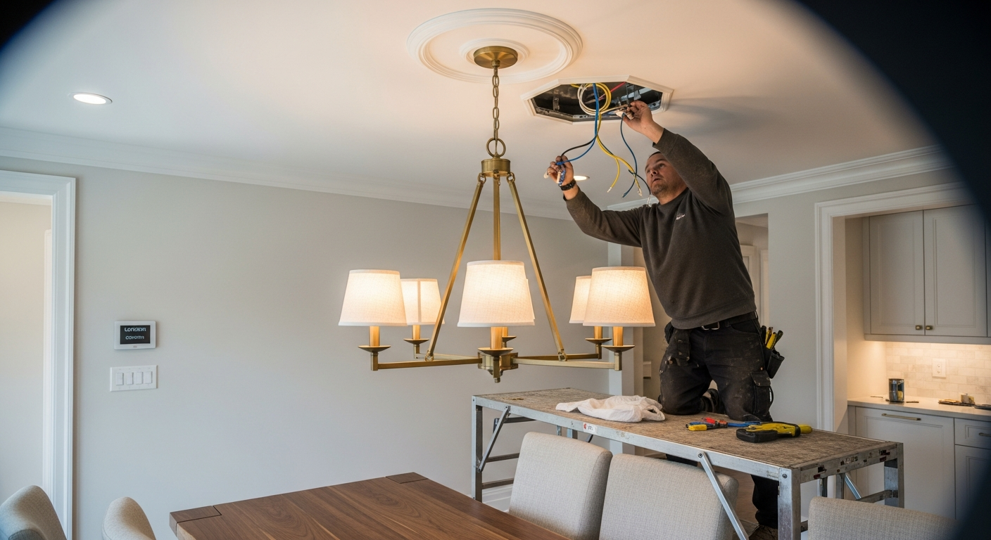 Recent Vaughan-area light fixture installation project — professional finish detail
