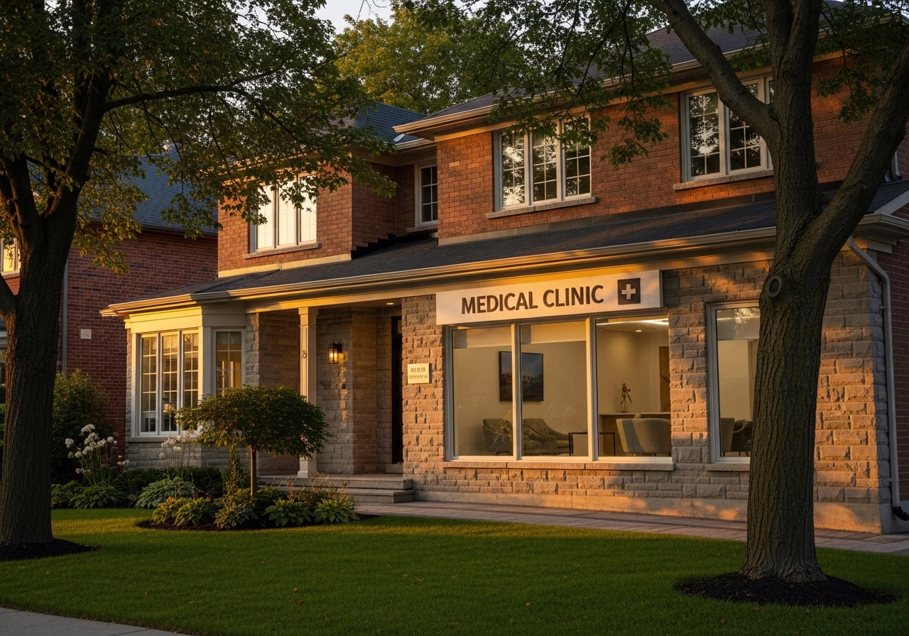 Finished medical office buildout result in a Toronto/GTA home, photographed in natural light